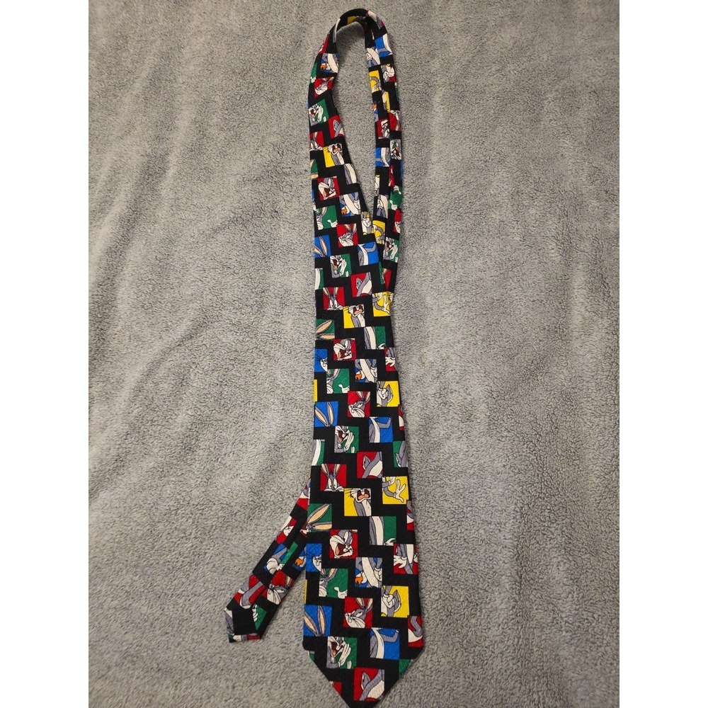 Looney Tunes 100%‎ Silk Neck Tie Buggs Bunny 90s Vintage